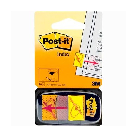 POST-IT INDEX 680 SIMBOLO FIRMA DISPENSADOR 1X50 AMARILLO -12U-