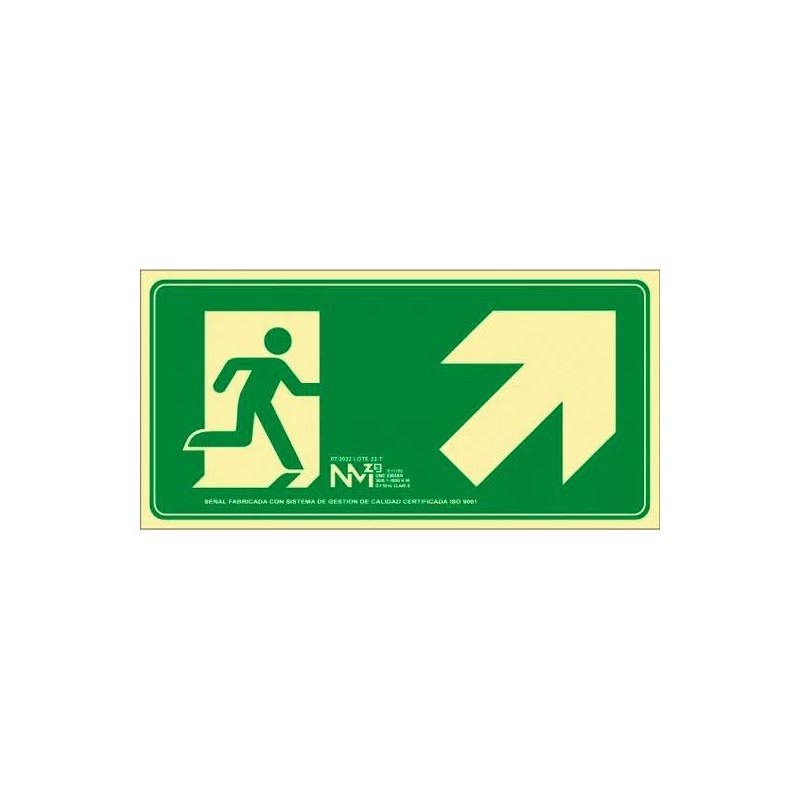 ARCHIVO 2000 SEÑAL "EVACUAR ESCALERA ARRIBA DERECHA" 320X160MM PP 700 MICRAS VERDE