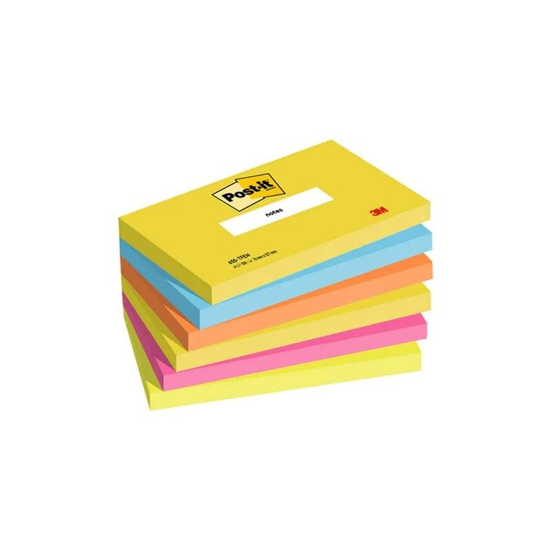 POST-IT BLOCS NOTAS 655 GAMA ENERGETIC AMARILLO ULTRA,AZUL ULTRA,NARANJA NEÓN,AMARILLO ULTRA,FUCSIA,VERDE NEÓN 76X127 -PACK 6-
