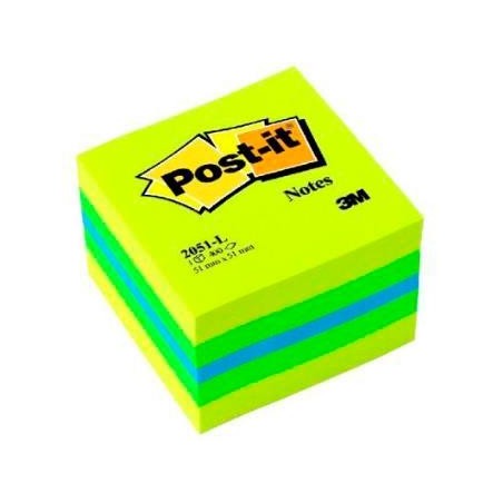 POST-IT MININOTAS ADHESIVAS COLORES 51X51MM 400 HOJAS/BLOCK COLORES LIMON. VERDE, AZUL Y AMARILLO