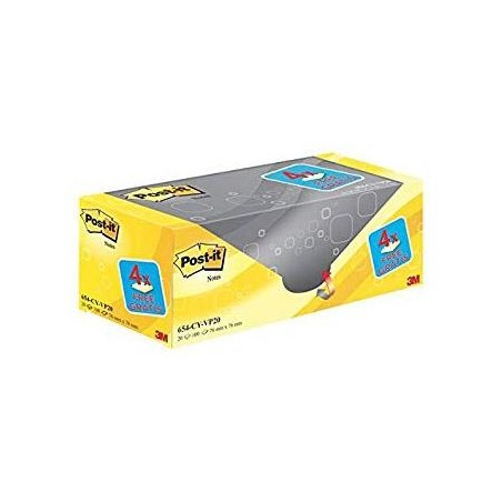 POST-IT BLOC NOTAS 654 100H 76X76 CANARY YELLOW (NO ENCELOFANADOS) PAQUETE 16 UD + 4 UD GRATIS