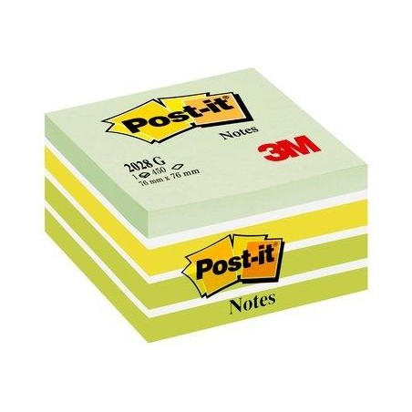 POST-IT CUBO DE NOTAS MULTICOLOR 5X90 HOJAS 76X76 TONOS VERDE PASTEL