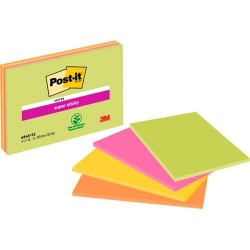 POST-IT BLOC NOTAS PARA REUNIONES SUPER STICKY BLOC 45H 203X152MM C/SURTIDOS NEÓN PACK 4 UD