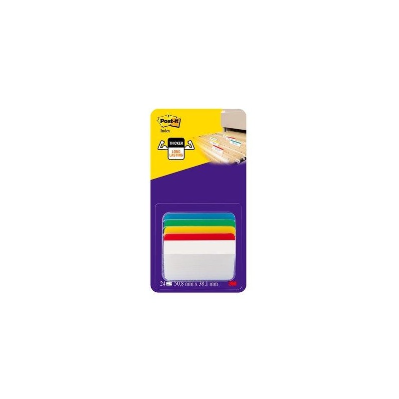POST-IT INDEX RIGIDO 51X38MM ROJO AZUL VERDE AMARILLO - 4 SIN DISPENSADOR STD 4X6