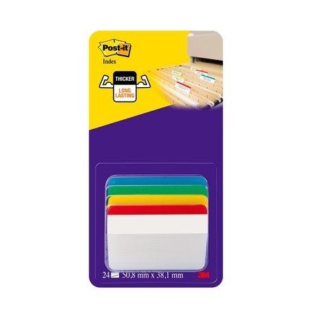 POST-IT INDEX RIGIDO 51X38MM ROJO AZUL VERDE AMARILLO - 4 SIN DISPENSADOR STD 4X6