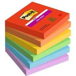 POST-IT NOTAS ADHESIVAS SUPER STICKY 3 COLORES LUGARES PLAYFUL 76X76 6 BLOCS