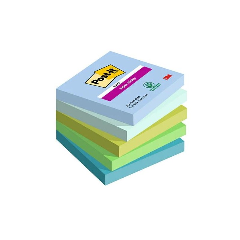 POST-IT BLOCS NOTAS SUPER STICKY 90 HOJAS COLORES LUGARES OSASIS 76X76 5 BLOCS