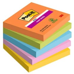 POST-IT BLOCS NOTAS SUPER STICKY 90 HOJAS 4 COLORES NEÓN LUGARES BOOST 76X76 5 BLOCS