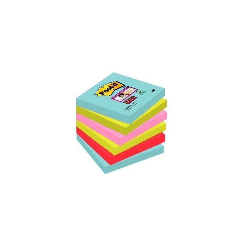 POST-IT NOTAS ADHESIVAS SUPER STICKY 4 COLORES LUGARES COSMIC 76X76 6 BLOCS