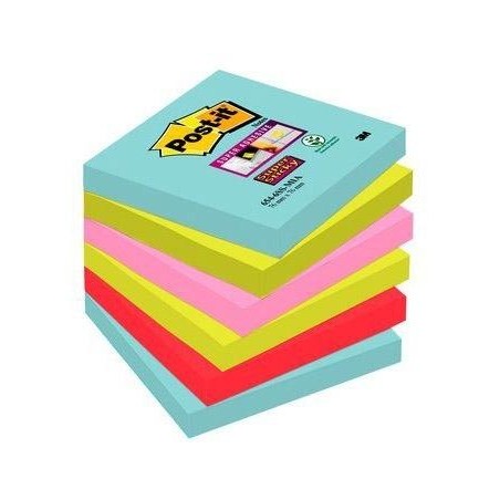 POST-IT NOTAS ADHESIVAS SUPER STICKY 4 COLORES LUGARES COSMIC 76X76 6 BLOCS