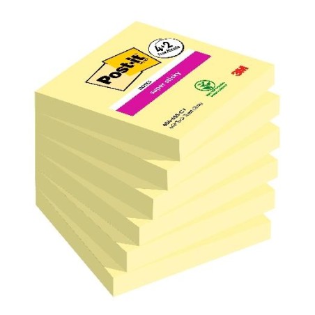 POST-IT BLOC NOTAS ADHESIVAS SUPER STICKY 90H 76X76 CANARY YELLOW PAQUETE 6 UD