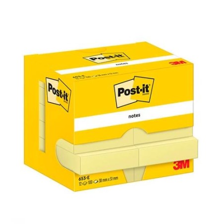 POST-IT BLOC NOTAS ADHESIVAS 653 100H 38X51 CANARY YELLOW PAQUETE 12 UD