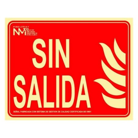 ARCHIVO 2000 SEÑAL DE INCENDIO "SIN SALIDA" 210X250MM PP ROJO