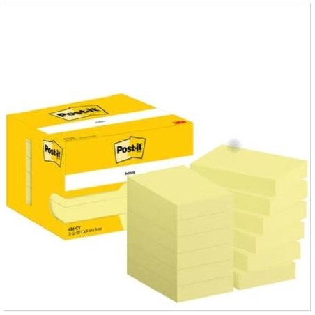 POST-IT BLOC NOTAS ADHESIVAS 656 100H 51X76 CANARY YELLOW PAQUETE 12 UD