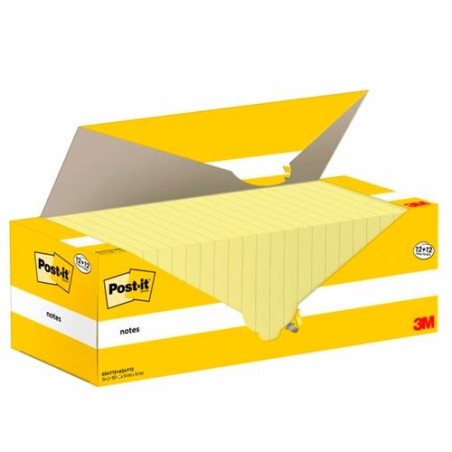 POST-IT BLOC NOTAS ADHESIVAS 654 100H 76X76 CANARY YELLOW PACK 12 UD + 12 UD GRATIS