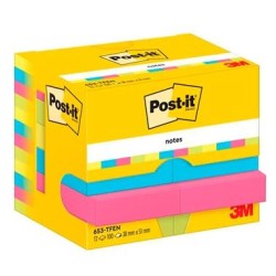 POST-IT BLOCS NOTAS 653 GAMA ENERGETIC AMARILLO,AZUL,FUSIA,VERDE NEÓN 38X51 -PACK 12-