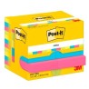 POST-IT BLOCS NOTAS 653 GAMA ENERGETIC AMARILLO,AZUL,FUSIA,VERDE NEÓN 38X51 -PACK 12-