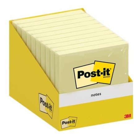 POST-IT BLOC NOTAS 100H 76X76MM CANARY YELLOW PAQUETE CARTÓN 10 UD