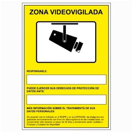 ARCHIVO 2000 SEÑAL "CÁMARAS DE VIGILANCIA EN GRABACIÓN LAS 24 HORAS" 210X297 PVC AMARILLO