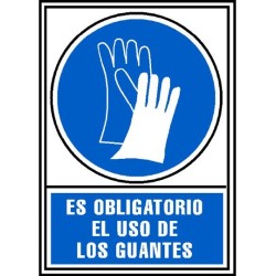 ARCHIVO 2000 SEÑAL "OBLIGATORIO USO DE GUANTES" 210X297 PVC AZUL Y BLANCO