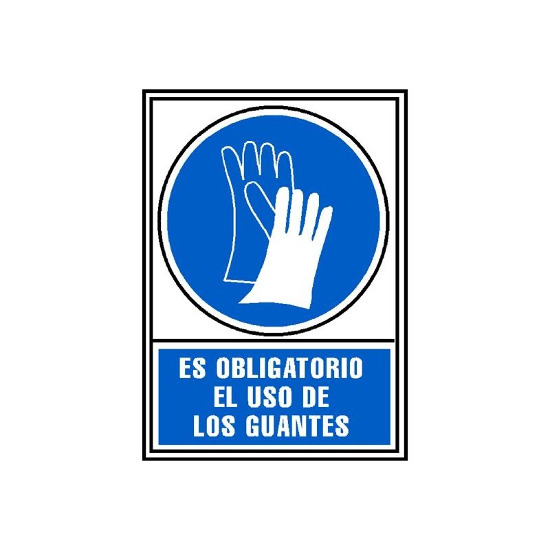 ARCHIVO 2000 SEÑAL "OBLIGATORIO USO DE GUANTES" 210X297 PVC AZUL Y BLANCO