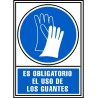 ARCHIVO 2000 SEÑAL "OBLIGATORIO USO DE GUANTES" 210X297 PVC AZUL Y BLANCO