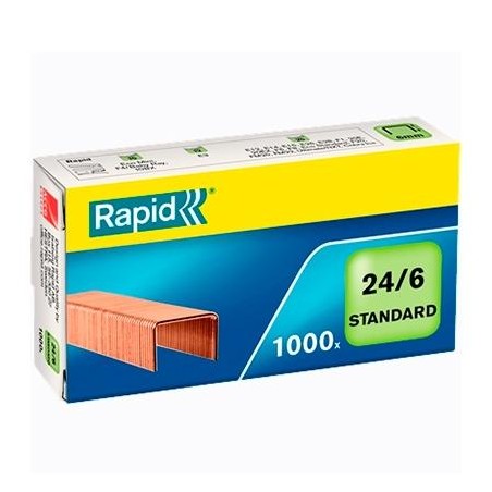 RAPID GRAPAS ESTÁNDAR 24/6 COBREADAS -CAJA DE 1000-
