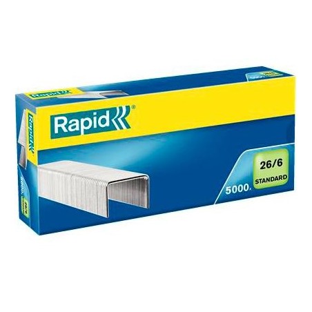 RAPID GRAPAS ESTÁNDAR 26/6 GALVANIZADA CAJA DE 5000