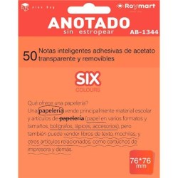 ROYMART BLOC NOTAS ADHESIVAS INTELIGENTES REMOVIBLES 50H 76X76 ACETATO TRANSPARENTE NARANJA FLUORESCENTE