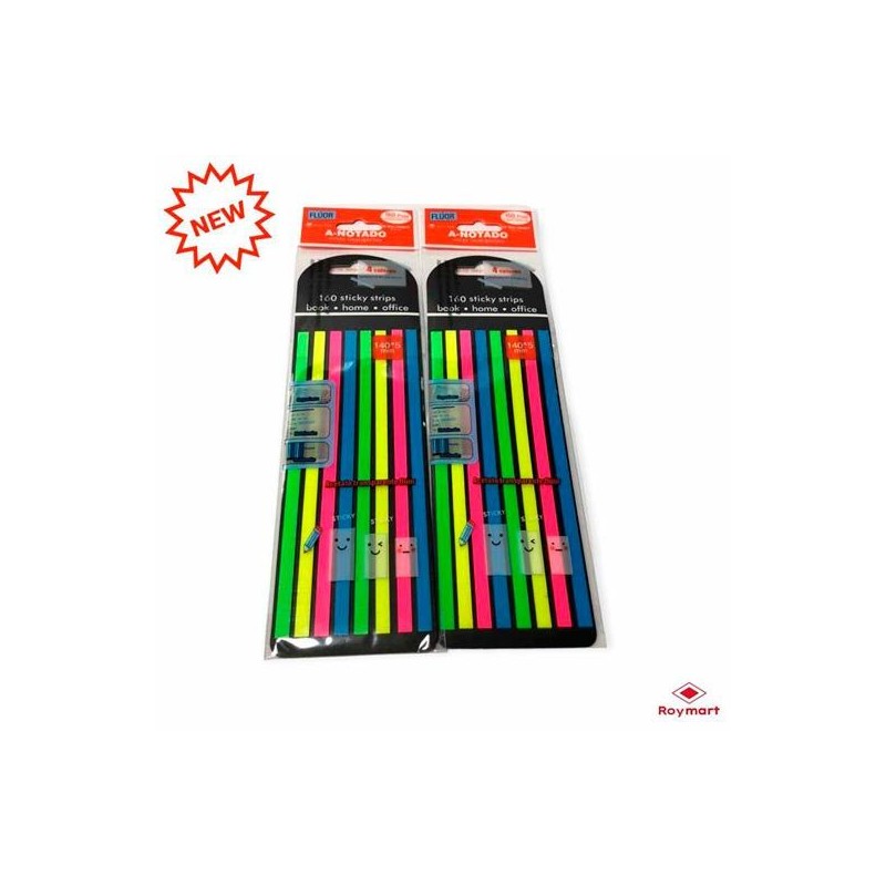 ROYMART NOTAS SEÑALADORAS DE LÍNEAS ACETATO TRANSPARENTE PACK DE 160 C/SURTIDOS