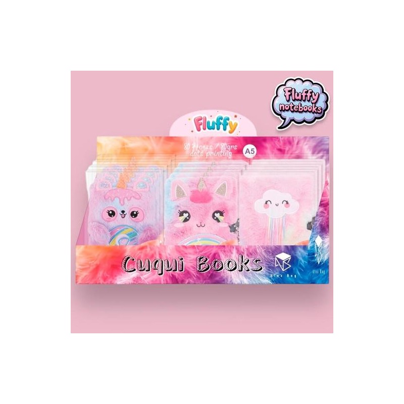 ROYMART LIBRETAS FLUFFY C/CANDADO 80H A5 8OGR SURTIDOS EXPOSITOR 12 UD