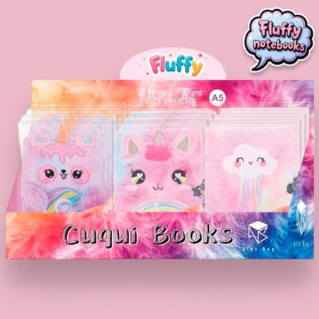 ROYMART LIBRETAS FLUFFY C/CANDADO 80H A5 8OGR SURTIDOS EXPOSITOR 12 UD