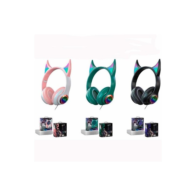 ROYMART AURICULARES GAMERS PODS ESTEREO C/CABLE Y LUCES DE NEÓN COLORES SURTIDOS