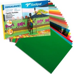 SADIPAL PAPELES SURTIDOS PARA MANUALIDADES 32X24CM PACK 42 HOJAS COLORES