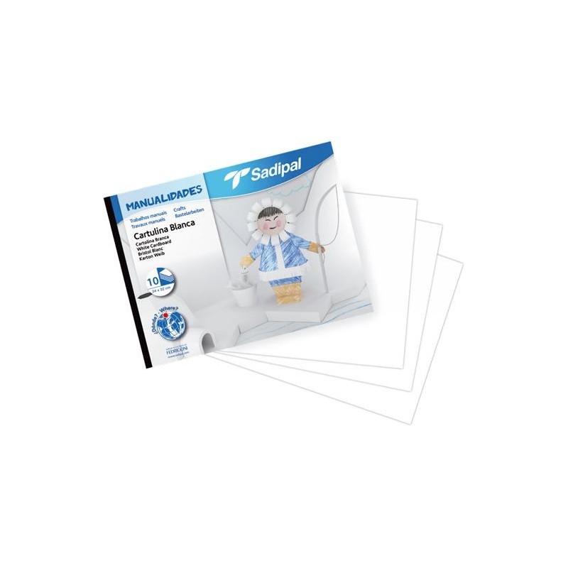 SADIPAL BLOC DE CARTULINA COLOR 32X24CM PARA MANUALIDADES 185GR 10H BLANCO
