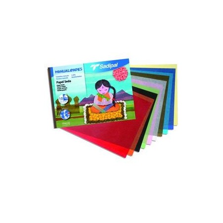 SADIPAL PAPEL DE SEDA PARA MANUALIDADES 32X24CM COLORES SURTIDOS BLOC 10 HOJAS