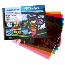 SADIPAL BLOC DE MANUALIDADES PAPEL CELOFÁN 10 HOJAS 32X24CM COLORES SURTIDOS