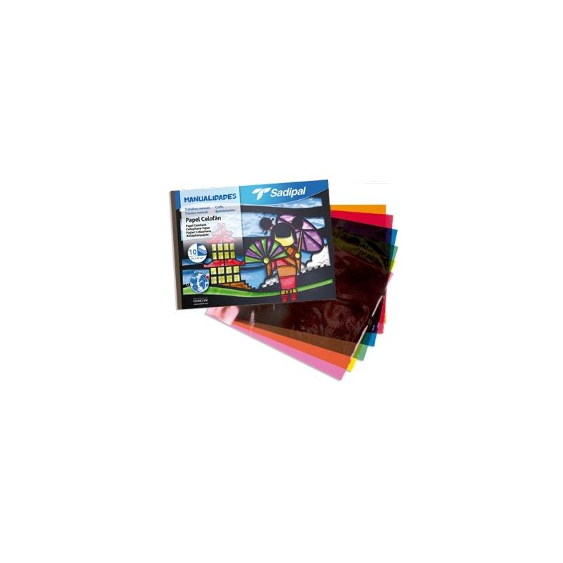 SADIPAL BLOC DE MANUALIDADES PAPEL CELOFÁN 10 HOJAS 32X24CM COLORES SURTIDOS