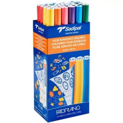 SADIPAL FILM ADHESIVO COLOR 100 MICRAS ROLLO 0,50X2M EXPOSITOR DE 24U C/SURTIDOS MATE