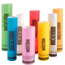 SAFESCAN ROLLO DE PAPEL PARA MONEDAS DE EURO PACK DE 10 ROLLOS POR MONEDA (80 ROLLOS)