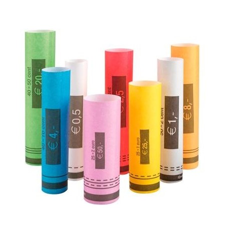 SAFESCAN ROLLO DE PAPEL PARA MONEDAS DE EURO PACK DE 10 ROLLOS POR MONEDA (80 ROLLOS)