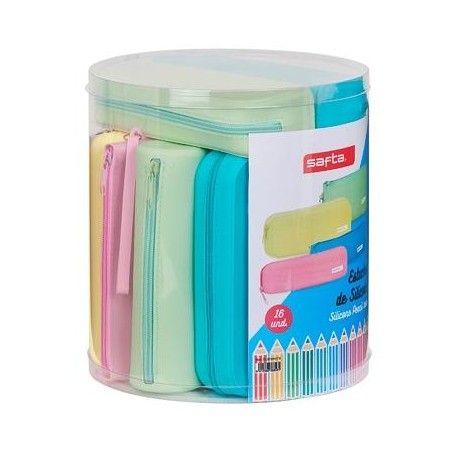 SAFTA SET DE 16 PORTATODOS SILICONA SUTIDOS COLORES SURTIDOS
