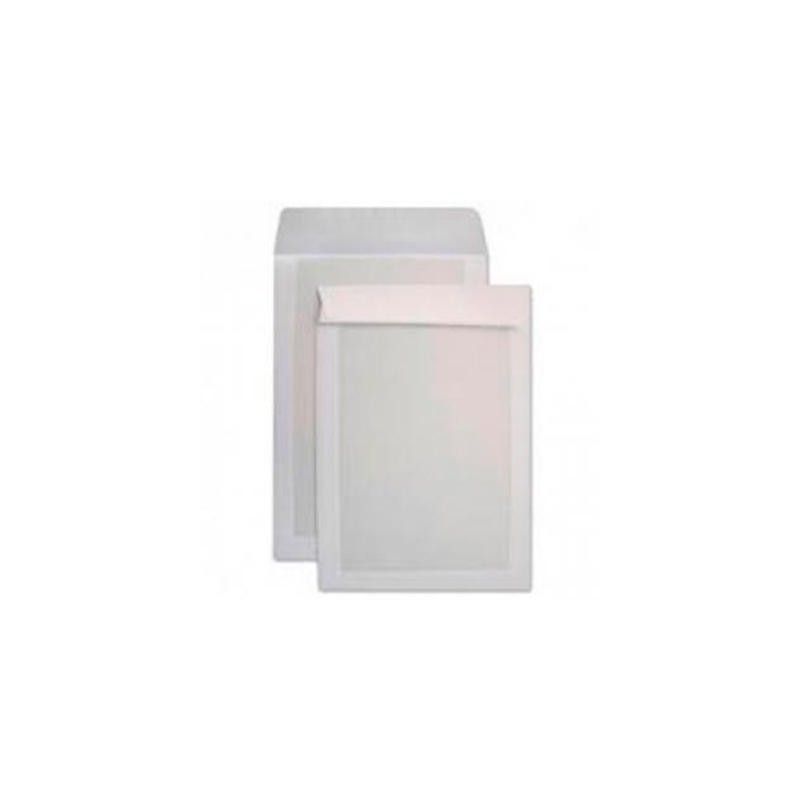 SAM SOBRE PAPEL 90GR DIN C4 INTERNACIONAL CON TIRA DE SILICONA RESPALDO CARTON 229X324 MM OFFSET BLANCO -CAJA 100U-