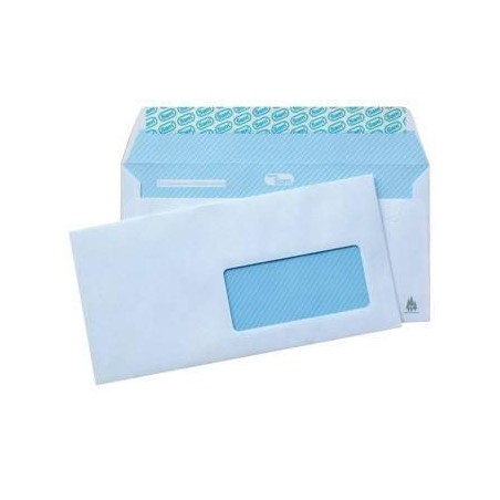 SAM SOBRE AMERICANO OPEN-115 VD AUTOADHESIVO CON TIRA DE SILICONA 115X225 90 GRAMOS VENTANA DERECHA OFFSET BLANCO 500 SOBRES