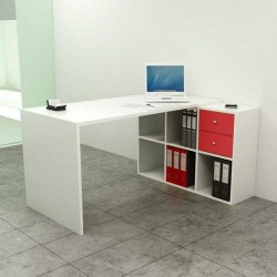 ARTEXPORT MESA ESCRITORIO HOME OFFICE CON LATERAL ESTANTERÍA DE 6 CUBOS TABLERO DE 22MM BLANCO - DESMONTADO-