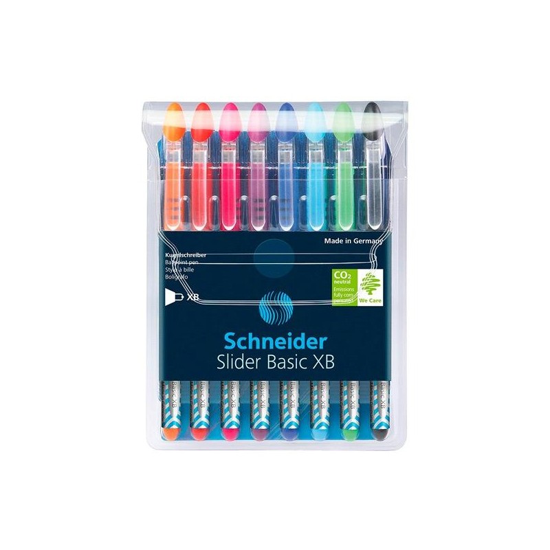 SCHNEIDER BOLÍGRAFO SLIDER BASIC XB PUNTA GRUESA C/SURTIDOS ESTUCHE 8 UD