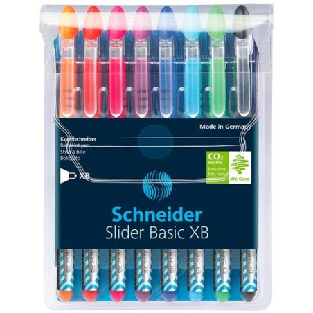 SCHNEIDER BOLÍGRAFO SLIDER BASIC XB PUNTA GRUESA C/SURTIDOS ESTUCHE 8 UD