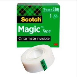 SCOTCH MAGIC CINTA ADHESIVA INVISIBLE ROLLO 19MM X 33MM CAJA INDIVIDUAL