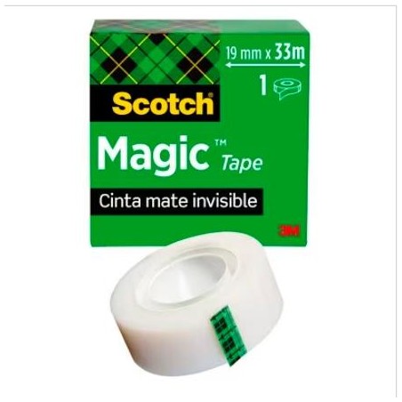 SCOTCH MAGIC CINTA ADHESIVA INVISIBLE ROLLO 19MM X 33MM CAJA INDIVIDUAL