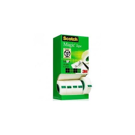 SCOTCH CINTA ADHESIVA INVISIBLE MAGIC ROLLO 19MM X 33M CAJA 12+2UD